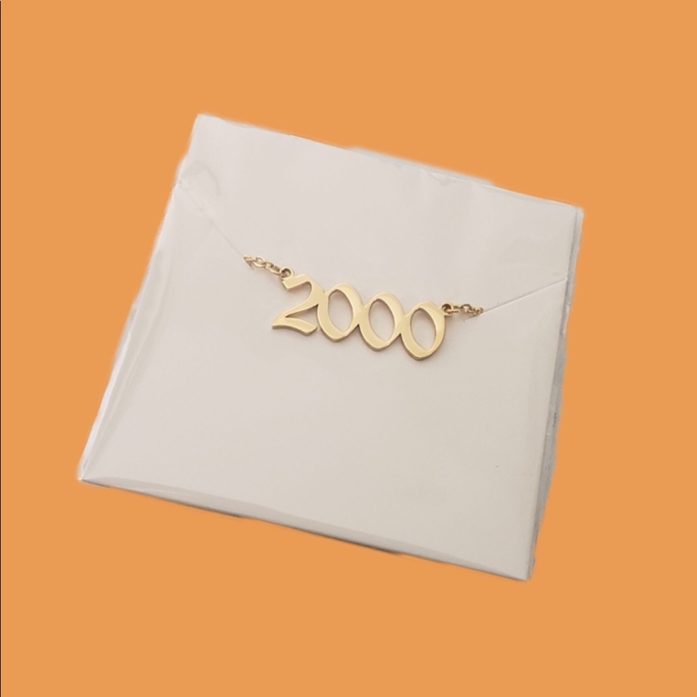 Birth Year Nameplate Necklace Gold Plated